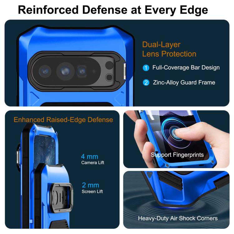 For Google Pixel 9/9 Pro/10/10 Pro Metal Armor Construction IP65 Waterproof Magnetic Phone Case