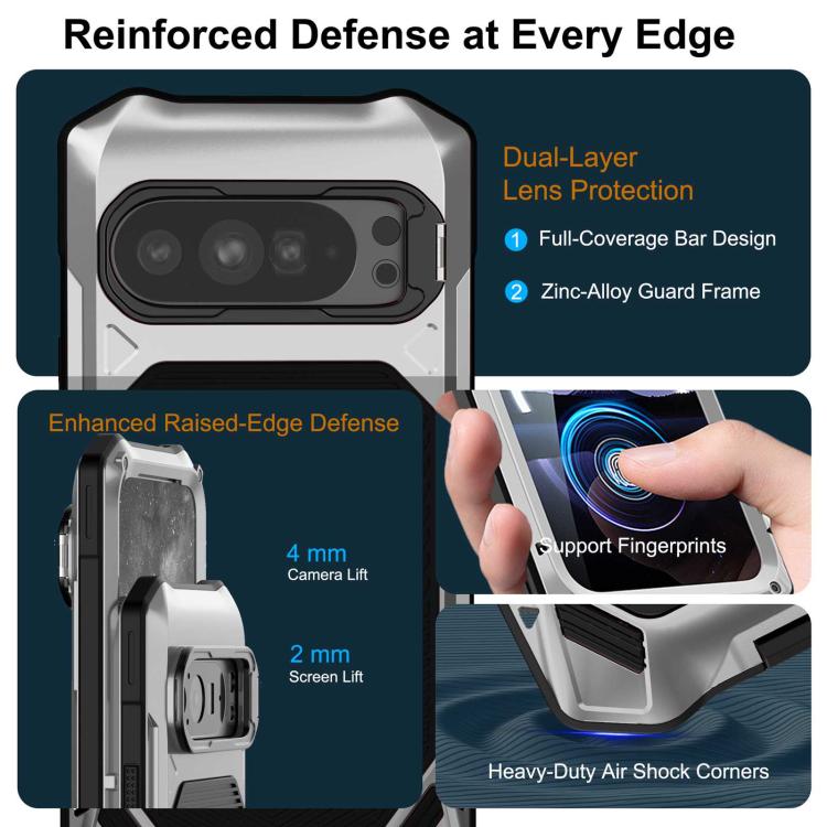 For Google Pixel 9/9 Pro/10/10 Pro Metal Armor Construction IP65 Waterproof Magnetic Phone Case