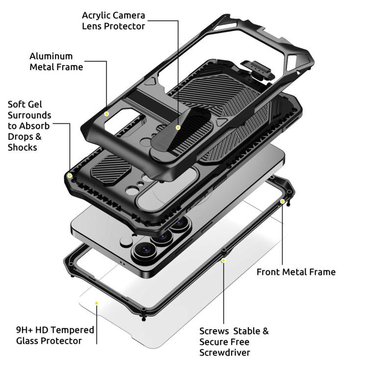 For Samsung Galaxy S26 Ultra 5G Metal Armor Construction IP65 Waterproof Magnetic Phone Case