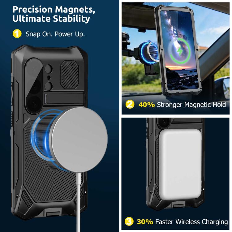 For Samsung Galaxy S26 Ultra 5G Metal Armor Construction IP65 Waterproof Magnetic Phone Case