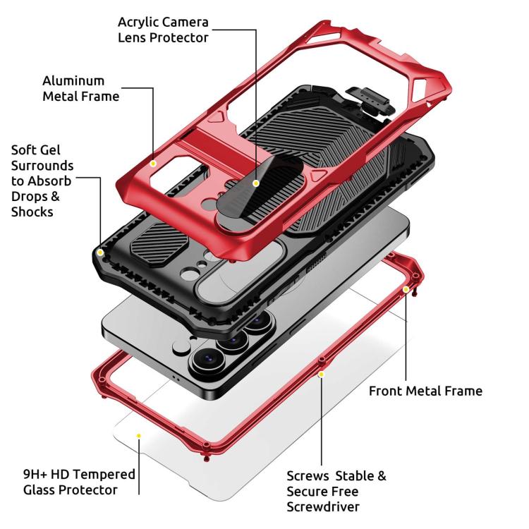 For Samsung Galaxy S26 Ultra 5G Metal Armor Construction IP65 Waterproof Magnetic Phone Case