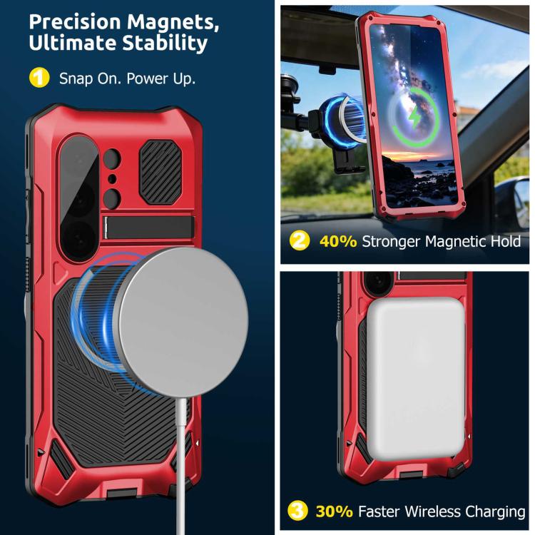 For Samsung Galaxy S26 Ultra 5G Metal Armor Construction IP65 Waterproof Magnetic Phone Case