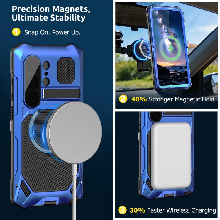 For Samsung Galaxy S26 Ultra 5G Metal Armor Construction IP65 Waterproof Magnetic Phone Case