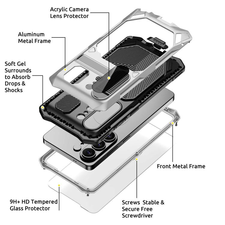 For Samsung Galaxy S26 Ultra 5G Metal Armor Construction IP65 Waterproof Magnetic Phone Case