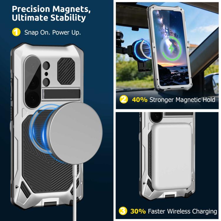 For Samsung Galaxy S26 Ultra 5G Metal Armor Construction IP65 Waterproof Magnetic Phone Case