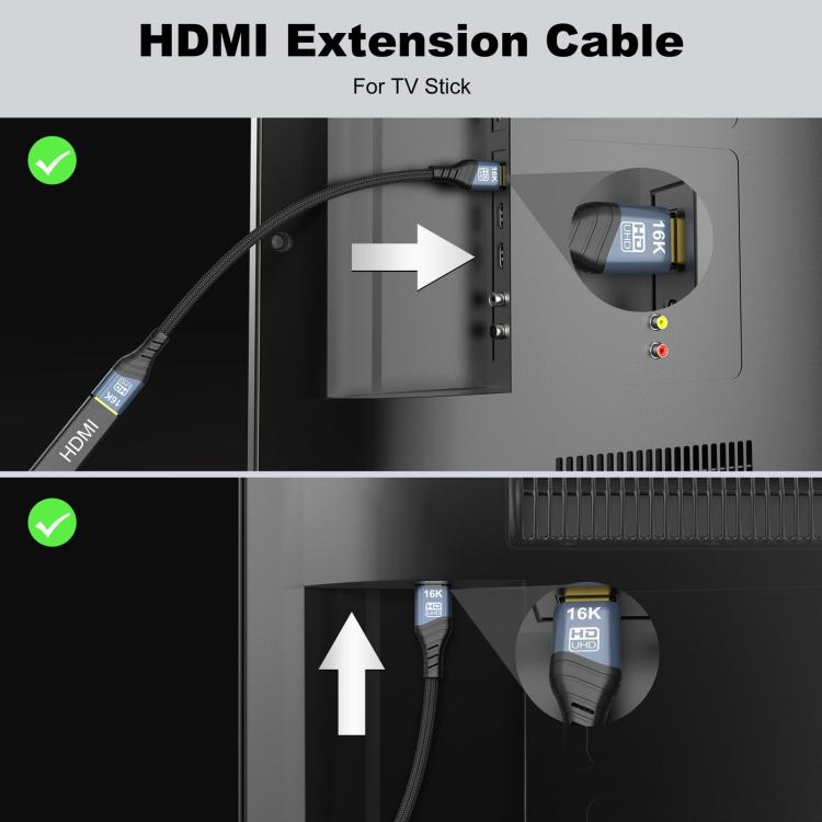 WG236 HDMI 2.2 Male to HDMI 2.2 Female 16K 60HZ HD Adapter Cable, Length:2m