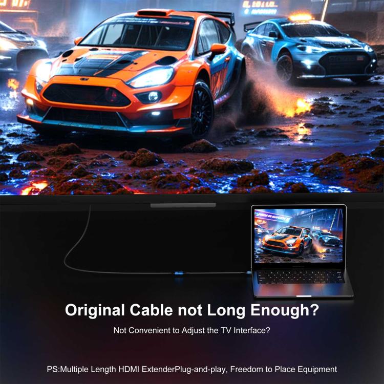 WG236 HDMI 2.2 Male to HDMI 2.2 Female 16K 60HZ HD Adapter Cable, Length:0.5m