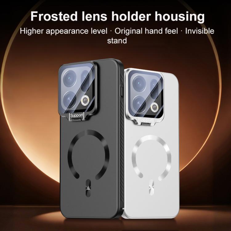 For OPPO Find X9 Ice Crystal Solid Color U-Shaped Magnetic Invisible Lens Holder Frosted Phone Case