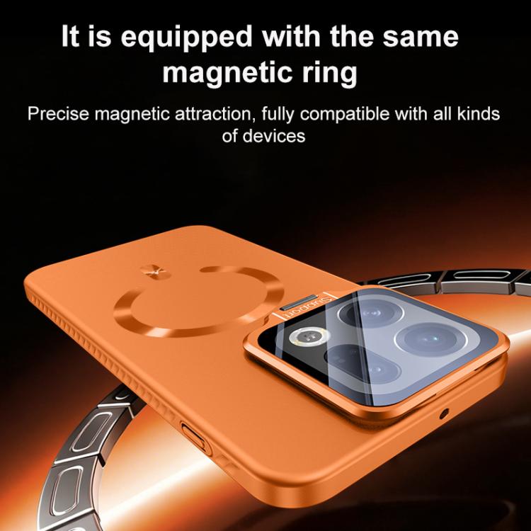 For OPPO Find X9 Ice Crystal Solid Color U-Shaped Magnetic Invisible Lens Holder Frosted Phone Case