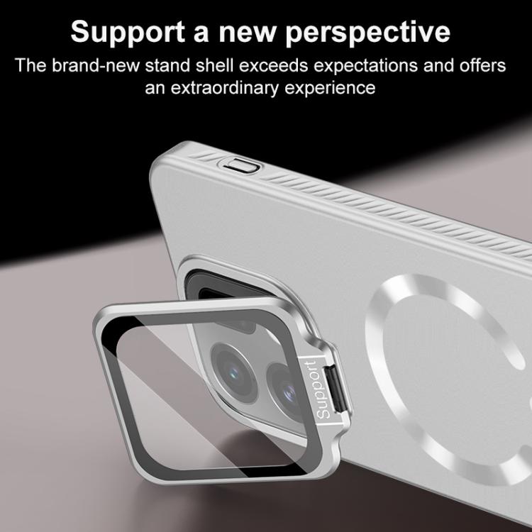 For OPPO Find X9 Pro Ice Crystal Solid Color U-Shaped Magnetic Invisible Lens Holder Frosted Phone Case