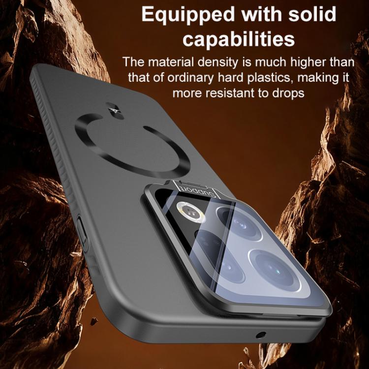 For OPPO Find X9 Pro Ice Crystal Solid Color U-Shaped Magnetic Invisible Lens Holder Frosted Phone Case
