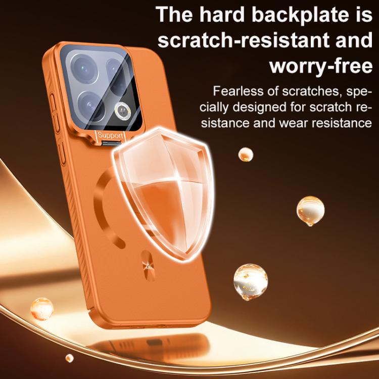 For OPPO Find X9 Pro Ice Crystal Solid Color U-Shaped Magnetic Invisible Lens Holder Frosted Phone Case