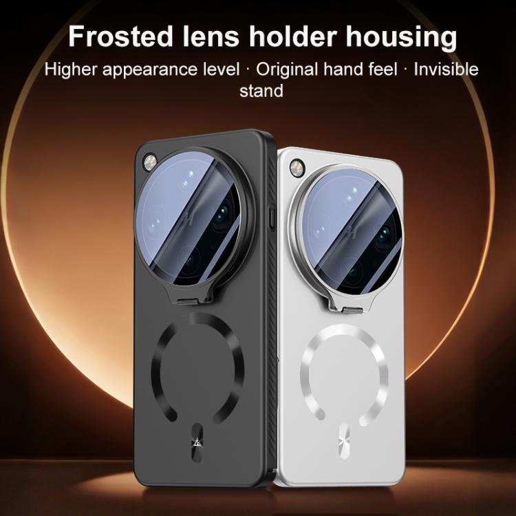 For OPPO Find X9s Pro 5G Ice Crystal Solid Color U-Shaped Magnetic Invisible Lens Holder Frosted Phone Case