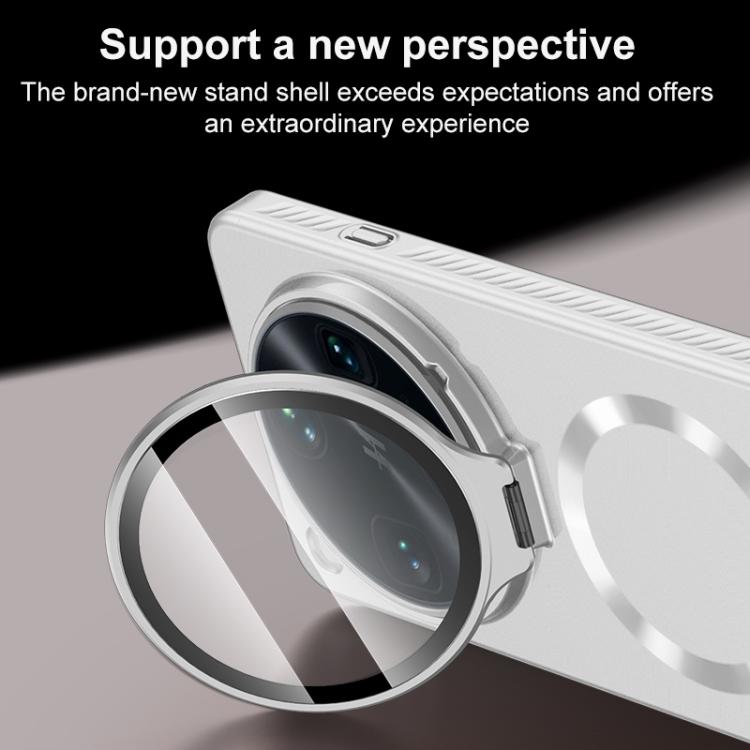For OPPO Find X9s Pro 5G Ice Crystal Solid Color U-Shaped Magnetic Invisible Lens Holder Frosted Phone Case