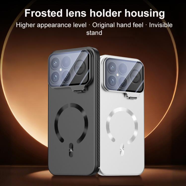 For Redmi K90 Pro Max Ice Crystal Solid Color U-Shaped Magnetic Invisible Lens Holder Frosted Phone Case