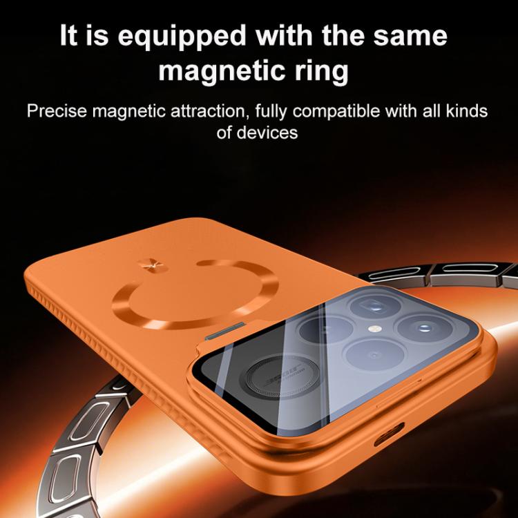 For Redmi K90 Pro Max Ice Crystal Solid Color U-Shaped Magnetic Invisible Lens Holder Frosted Phone Case