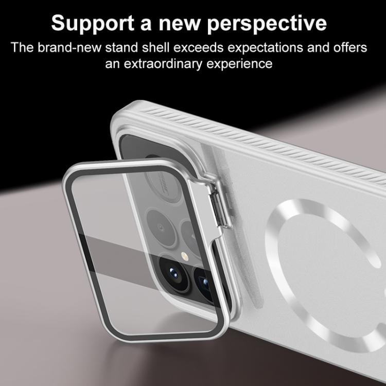 For Redmi K90 Pro Max Ice Crystal Solid Color U-Shaped Magnetic Invisible Lens Holder Frosted Phone Case
