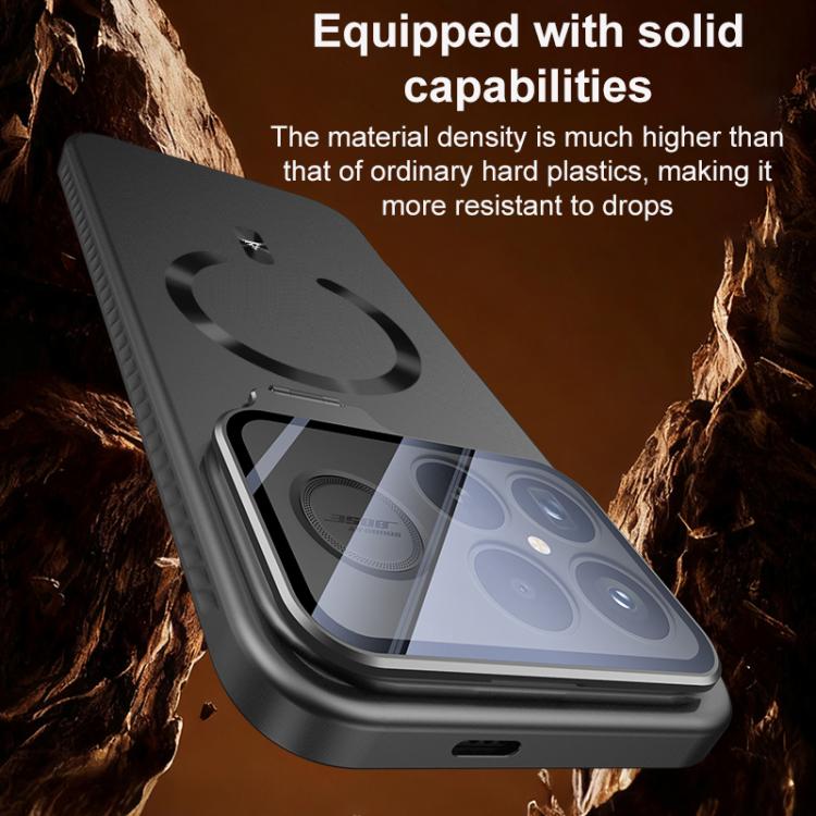 For Redmi K90 Pro Max Ice Crystal Solid Color U-Shaped Magnetic Invisible Lens Holder Frosted Phone Case