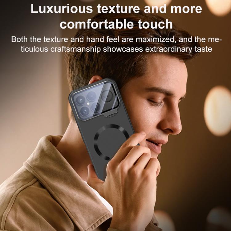 For Redmi K90 Pro Max Ice Crystal Solid Color U-Shaped Magnetic Invisible Lens Holder Frosted Phone Case