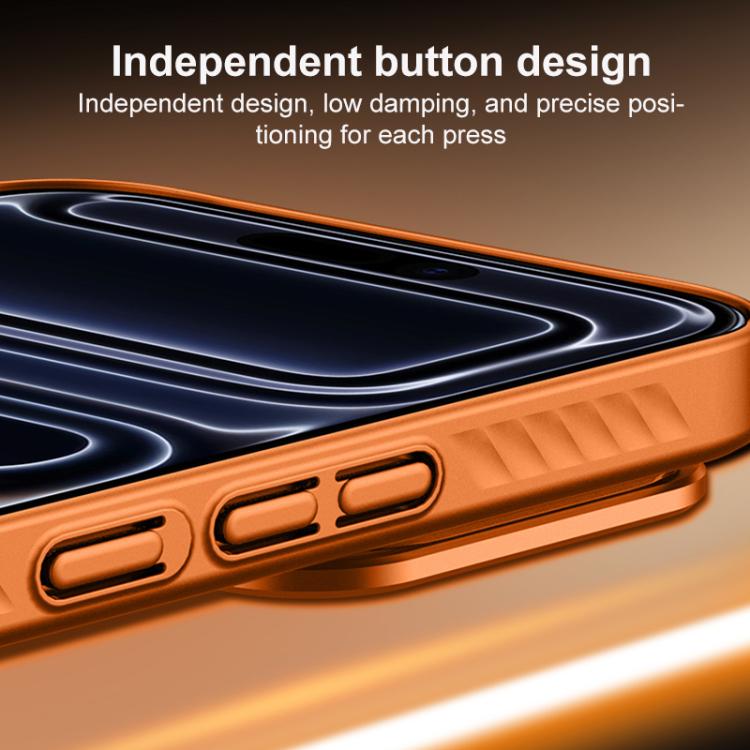 For iPhone 17 Pro Ice Crystal Solid Color U-Shaped Magnetic Invisible Lens Holder Frosted Phone Case