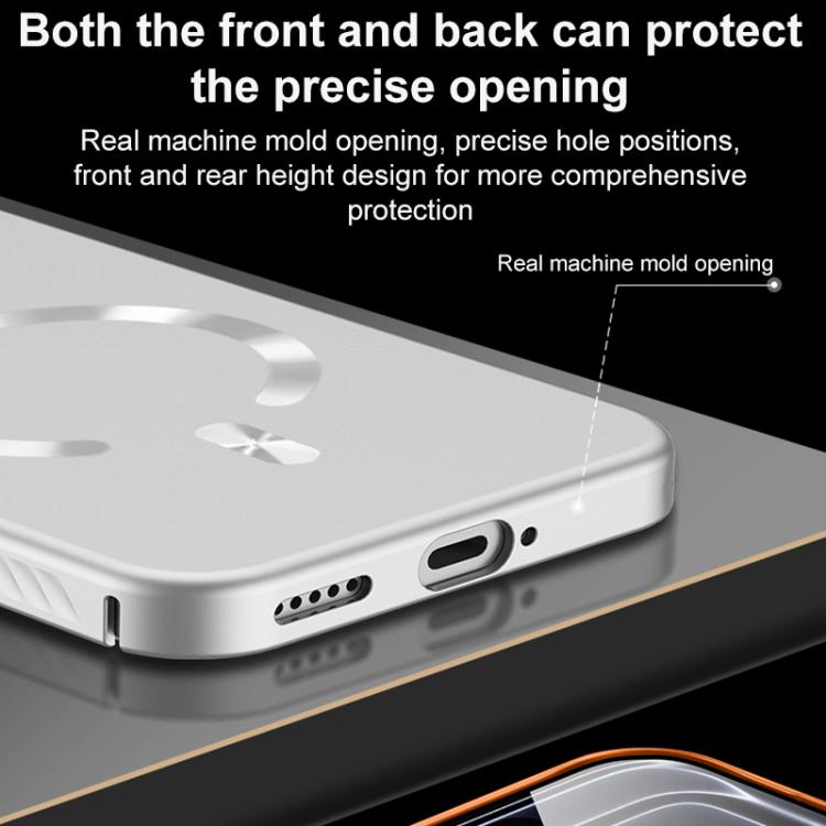 For iPhone 17 Pro Ice Crystal Solid Color U-Shaped Magnetic Invisible Lens Holder Frosted Phone Case