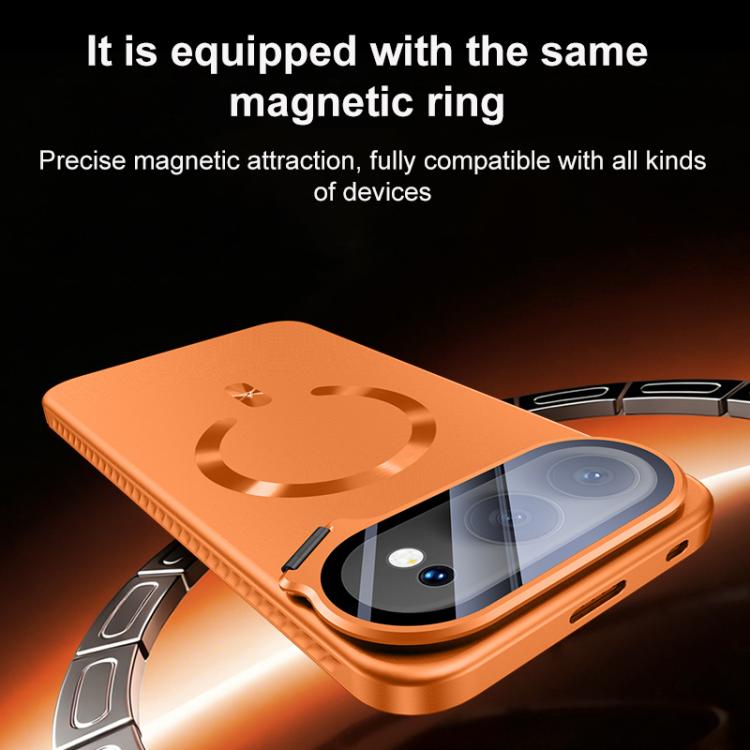 For Honor 500 Global 155.8mm Ice Crystal Solid Color U-Shaped Magnetic Invisible Lens Holder Frosted Phone Case