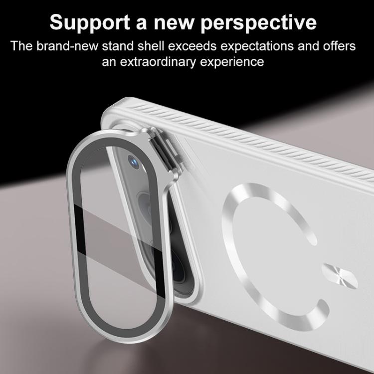For Honor 500 Global 155.8mm Ice Crystal Solid Color U-Shaped Magnetic Invisible Lens Holder Frosted Phone Case