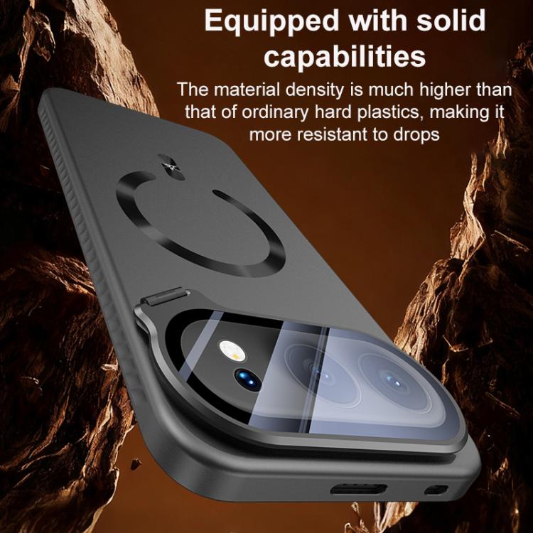 For Honor 500 Global 155.8mm Ice Crystal Solid Color U-Shaped Magnetic Invisible Lens Holder Frosted Phone Case