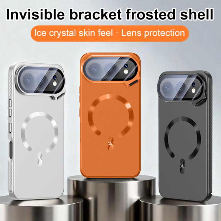 For Honor 500 Pro Global 155.8mm Ice Crystal Solid Color U-Shaped Magnetic Invisible Lens Holder Frosted Phone Case
