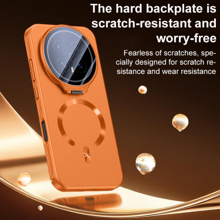 For Honor Magic8 Ice Crystal Solid Color U-Shaped Magnetic Invisible Lens Holder Frosted Phone Case