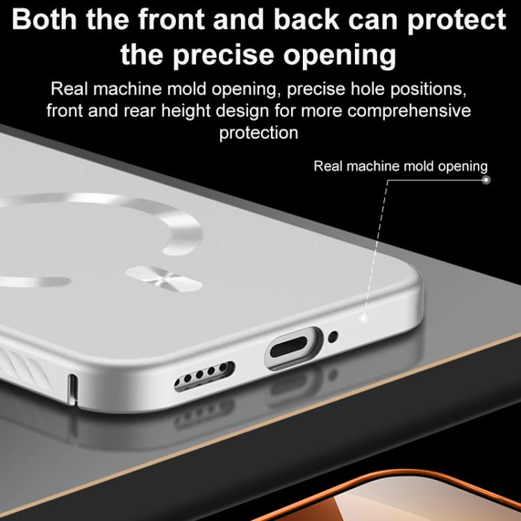 For Honor Magic8 Ice Crystal Solid Color U-Shaped Magnetic Invisible Lens Holder Frosted Phone Case