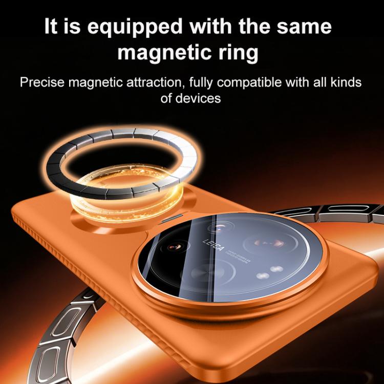 For Xiaomi 17 Ultra Ice Crystal Solid Color U-Shaped Magnetic Invisible Lens Holder Frosted Phone Case