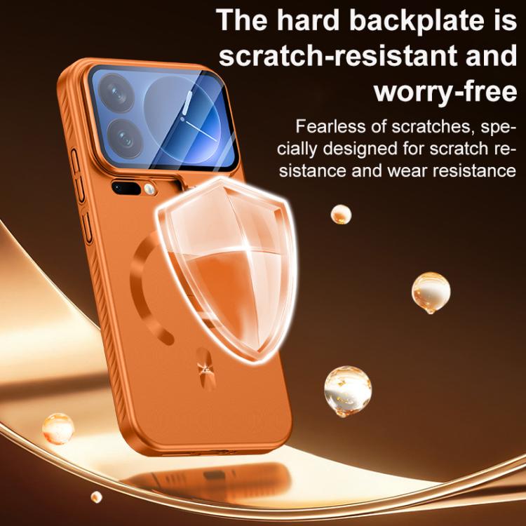 For Xiaomi 17 Pro Max Ice Crystal Solid Color U-Shaped Magnetic Invisible Lens Holder Frosted Phone Case
