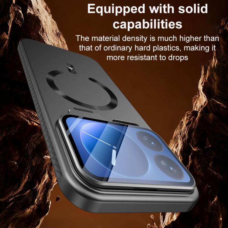 For Xiaomi 17 Ice Crystal Solid Color U-Shaped Magnetic Invisible Lens Holder Frosted Phone Case