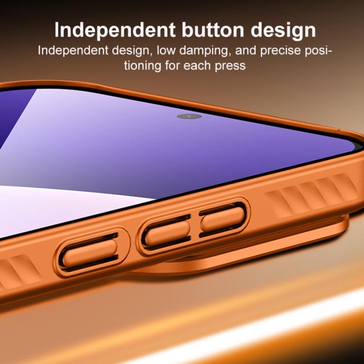 For Xiaomi 17 Ice Crystal Solid Color U-Shaped Magnetic Invisible Lens Holder Frosted Phone Case