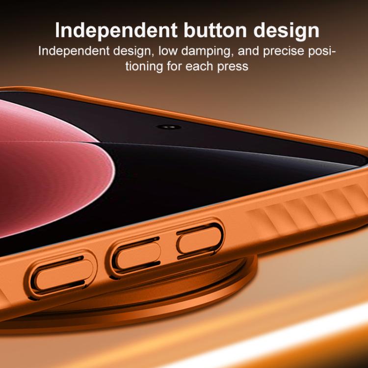 For Xiaomi 14 Ultra Ice Crystal Solid Color U-Shaped Magnetic Invisible Lens Holder Frosted Phone Case
