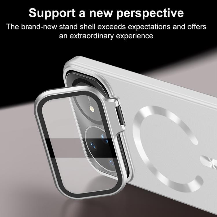 For Huawei nova 15 Pro Ice Crystal Solid Color U-Shaped Magnetic Invisible Lens Holder Frosted Phone Case