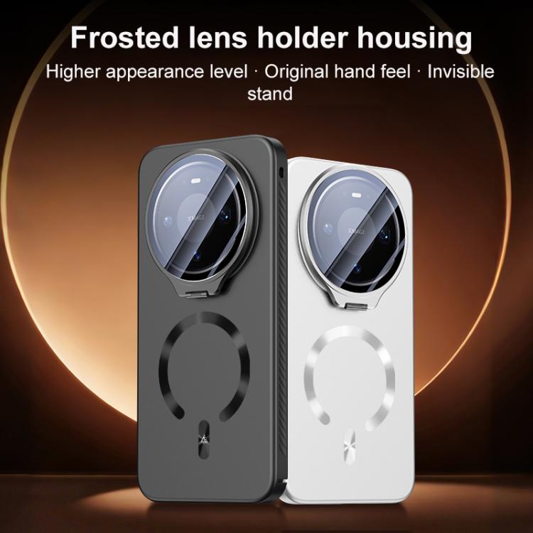 For Huawei Mate 80 Pro Ice Crystal Solid Color U-Shaped Magnetic Invisible Lens Holder Frosted Phone Case
