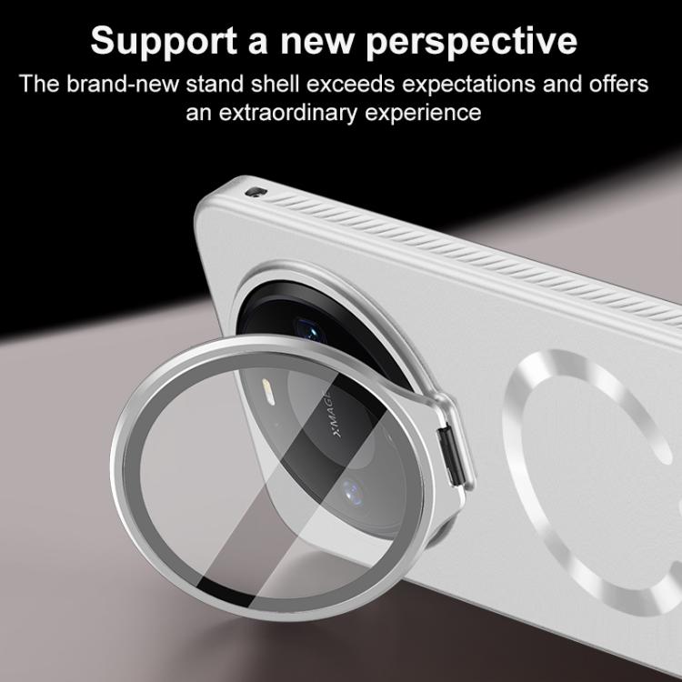 For Huawei Mate 80 Pro Ice Crystal Solid Color U-Shaped Magnetic Invisible Lens Holder Frosted Phone Case