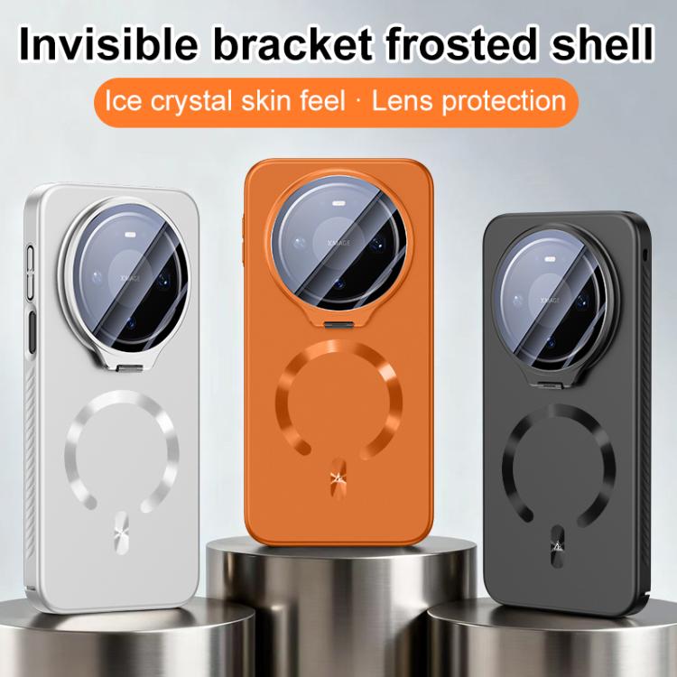 For Huawei Mate 80 Pro Ice Crystal Solid Color U-Shaped Magnetic Invisible Lens Holder Frosted Phone Case