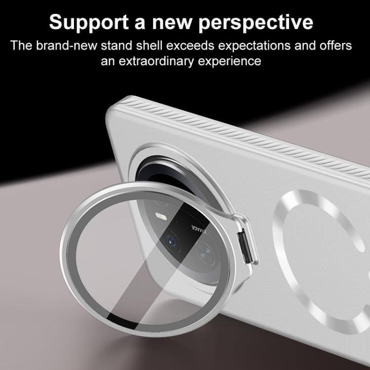 For Huawei Mate 70 Pro Ice Crystal Solid Color U-Shaped Magnetic Invisible Lens Holder Frosted Phone Case