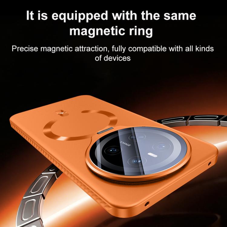 For Huawei Mate 70 Ice Crystal Solid Color U-Shaped Magnetic Invisible Lens Holder Frosted Phone Case