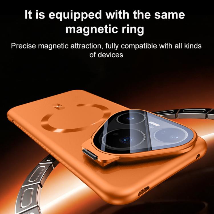 For Huawei Pura 70 Pro Ice Crystal Solid Color U-Shaped Magnetic Invisible Lens Holder Frosted Phone Case