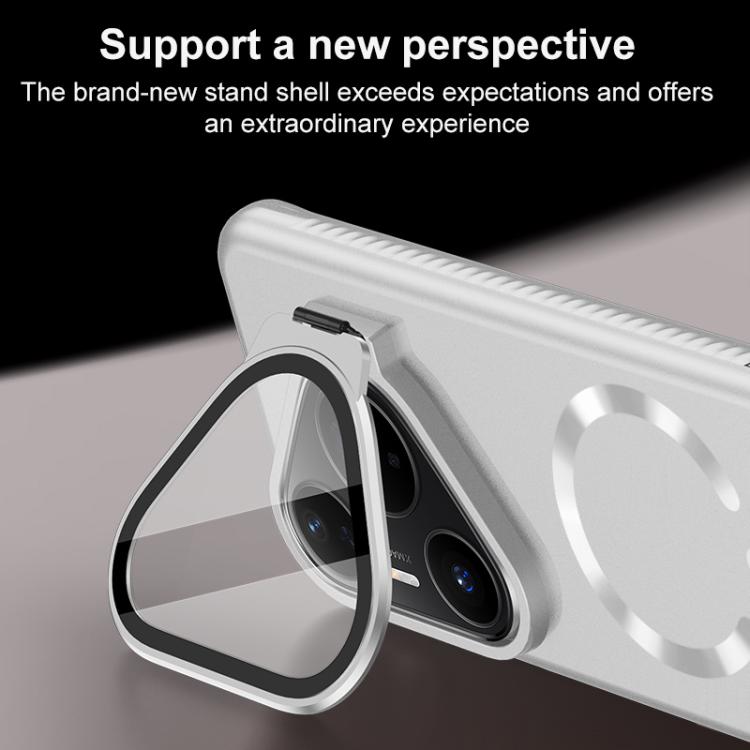 For Huawei Pura 70 Pro Ice Crystal Solid Color U-Shaped Magnetic Invisible Lens Holder Frosted Phone Case