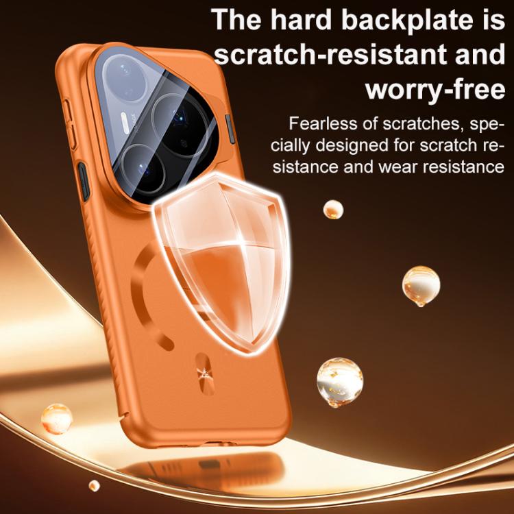 For Huawei Pura 70 Pro Ice Crystal Solid Color U-Shaped Magnetic Invisible Lens Holder Frosted Phone Case