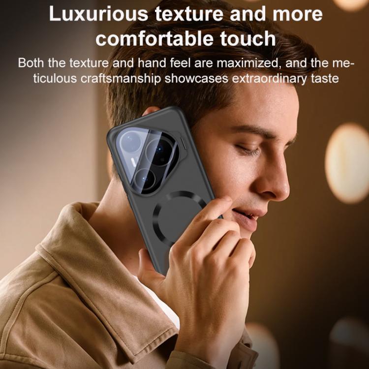 For Huawei Pura 70 Ice Crystal Solid Color U-Shaped Magnetic Invisible Lens Holder Frosted Phone Case
