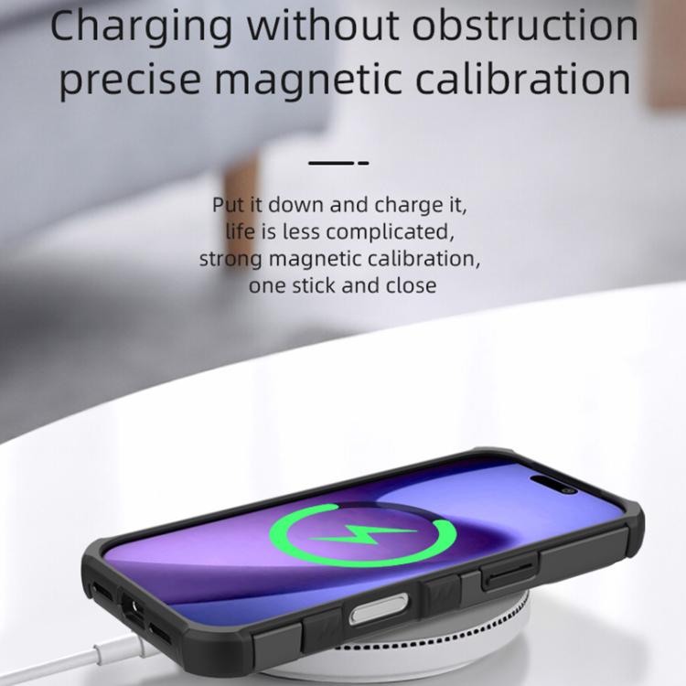 For iPhone 17 Pro Max Detachable Back Panel Aluminum Alloy Frame Shockproof Magnetic Phone Case