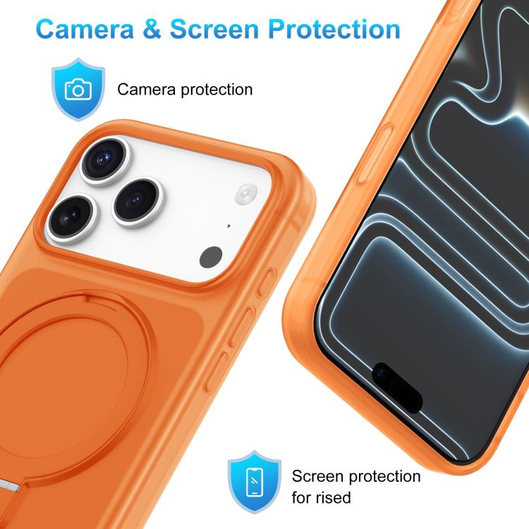 For iPhone 17 Ice Cream Skin Feel Magnetic Pivot Holder Phone Case
