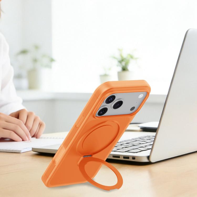 For iPhone 17 Ice Cream Skin Feel Magnetic Pivot Holder Phone Case