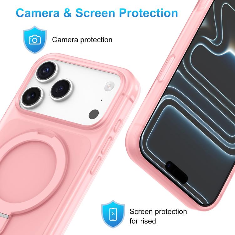 For iPhone 17 Ice Cream Skin Feel Magnetic Pivot Holder Phone Case